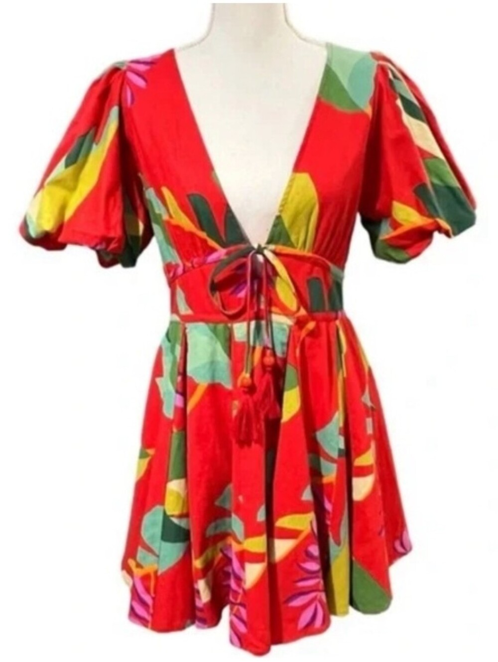 House of Harlow 1960 Red Tropical Print Mini Dress 4 NWT